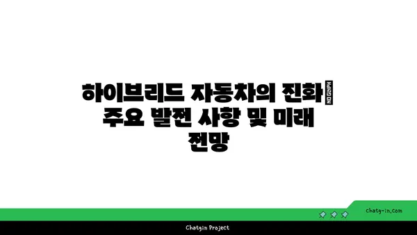 하이브리드 자동차의 진화| 주요 발전 사항 및 미래 전망 | 친환경 자동차, 기술 발전, 연비 효율