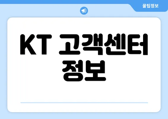 KT 고객센터 정보