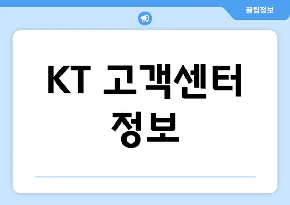 KT 고객센터 정보