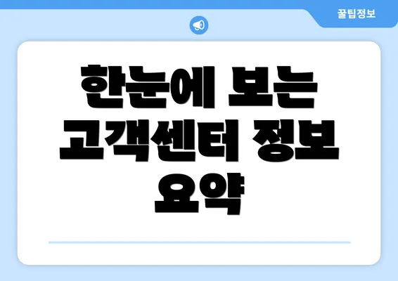 한눈에 보는 고객센터 정보 요약