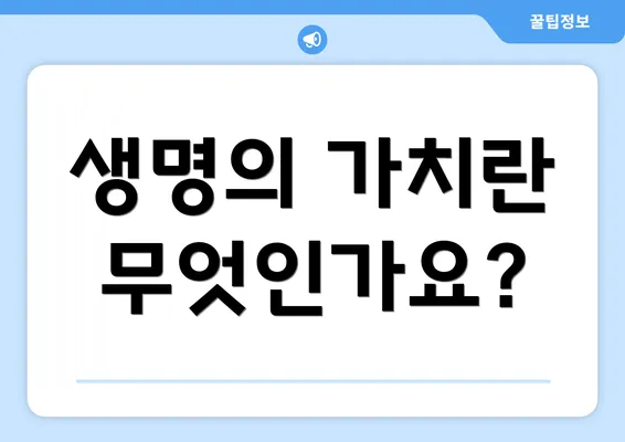 생명의 가치란 무엇인가요?