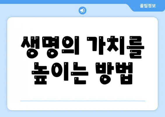 생명의 가치를 높이는 방법