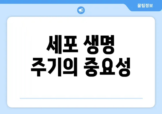 세포 생명 주기의 중요성