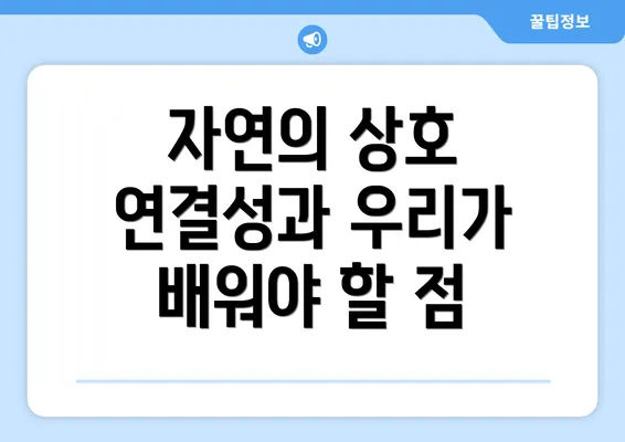 자연의 상호 연결성과 우리가 배워야 할 점