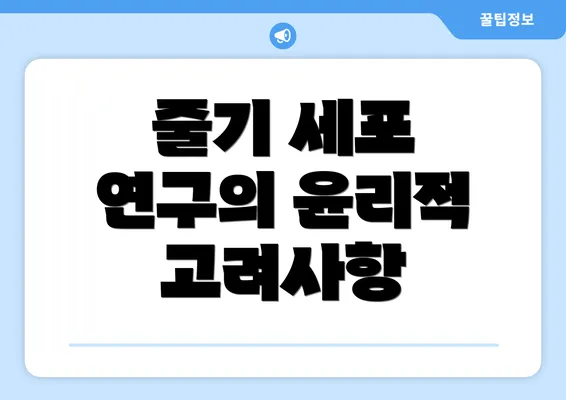 줄기 세포 연구의 윤리적 고려사항
