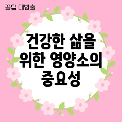 건강한 삶을 위한 영양소의 중요성