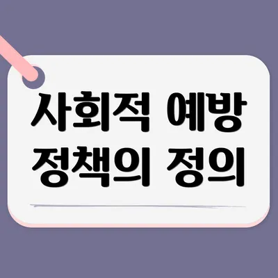 사회적 예방 정책의 정의