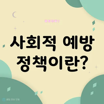 사회적 예방 정책이란?