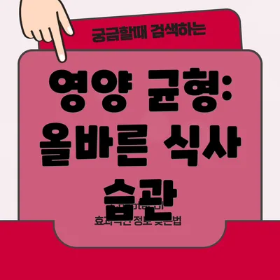 영양 균형: 올바른 식사 습관