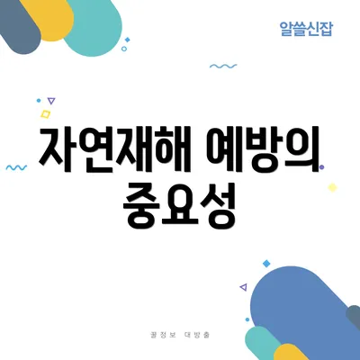 자연재해 예방의 중요성
