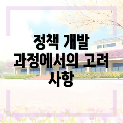 정책 개발 과정에서의 고려 사항