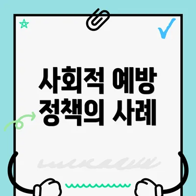 사회적 예방 정책의 사례