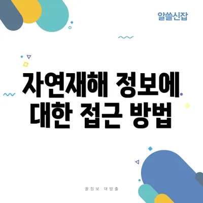 자연재해 정보에 대한 접근 방법